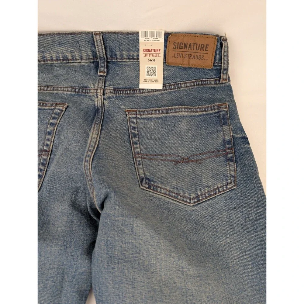 Mens 34x32 Levi Strauss Signature Men's Slim Fit Jeans Flex